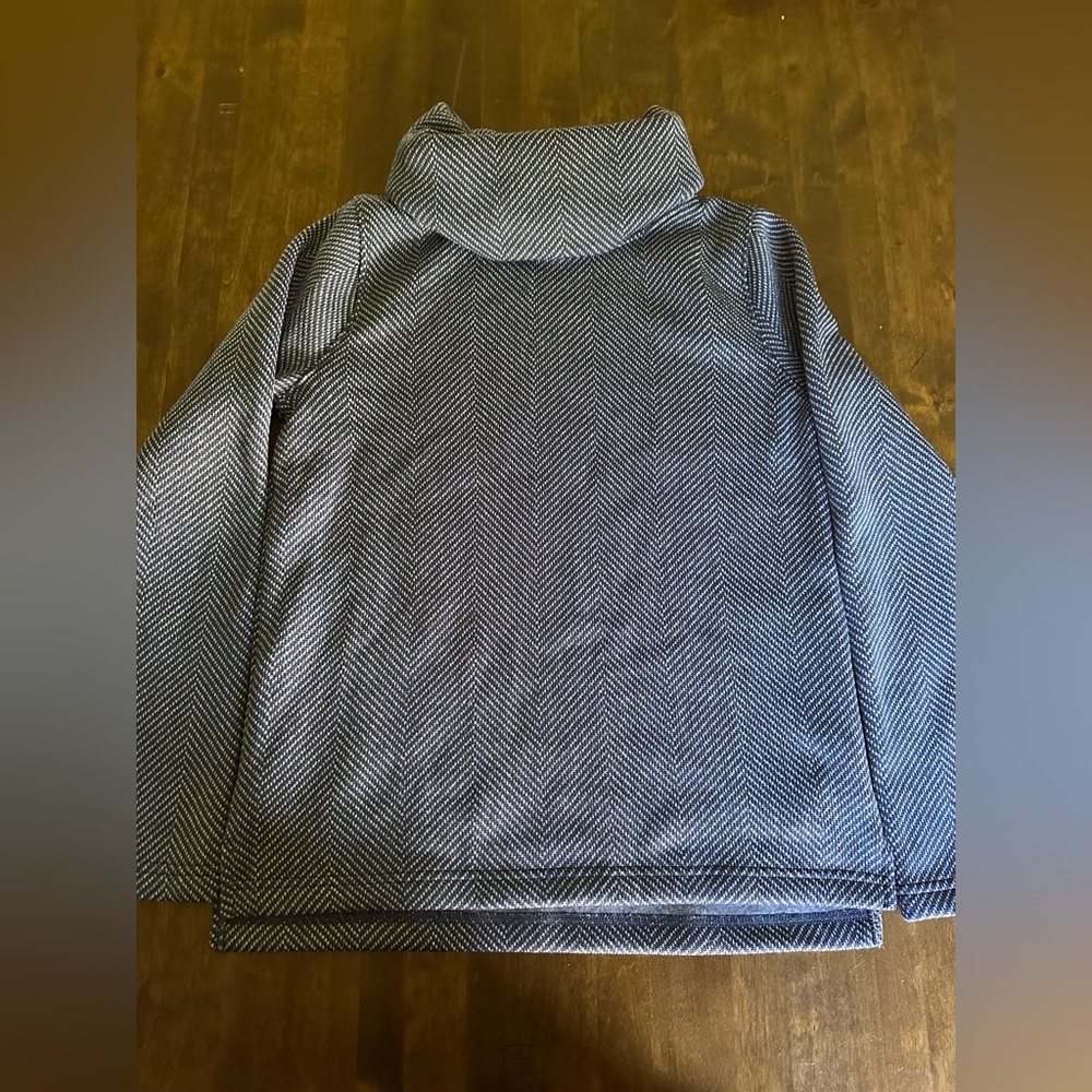 J Crew Sweater Small Cowl Neck‎ Navy Blue Cozy Coastal Nautical Preppy Chevron